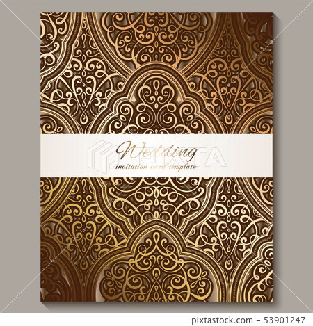 Wedding invitation card with bronze and gold shiny Wedding invitation card with bronze and gold shiny 53901247
