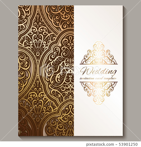 Wedding invitation card with bronze and gold shiny 53901250