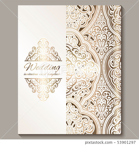 Wedding invitation card with gold shiny eastern 53901297
