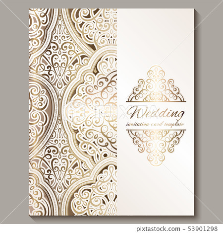 Wedding invitation card with gold shiny eastern 53901298