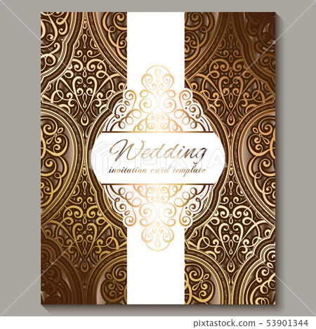 Wedding invitation card with bronze and gold shiny Wedding invitation card with bronze and gold shiny 53901344