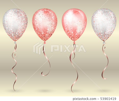 Flying glossy white and pink shiny realistic 3D 53901419