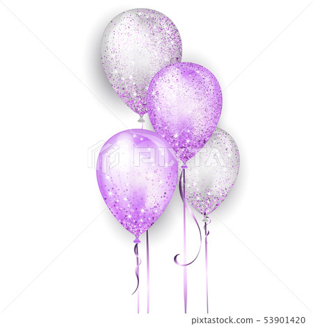 Flying glossy white and purple shiny realistic 3D 53901420