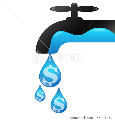 Drops of water money from the faucet 53901839