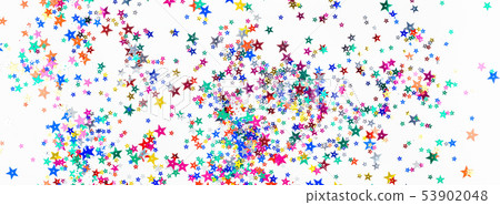 Festive color star confetti texture background 53902048