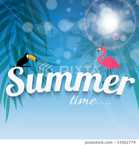 Abstract Summer Time Background with Flamingo and - Stock Illustration ...