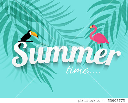 Abstract Summer Time Background with Flamingo and - Stock Illustration ...