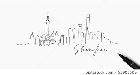 Pen line silhouette Shanghai 53903509