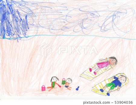 Children drawing, The child drew different animals and fictional characters. Made by a small child. Children drawing, The child drew different animals and fictional characters. Made by a small child. 53904036