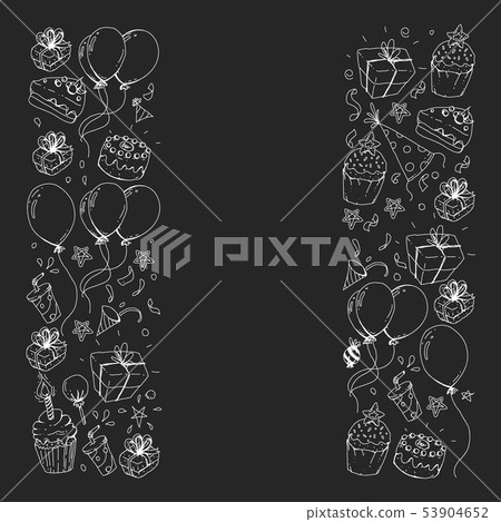 Birthday party. Pattern for invitations, banners, templates. 53904652