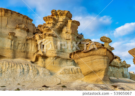View of the Erosions of Bolnuevo, Las Gredas, Mazarron. Murcia, Spain 53905067