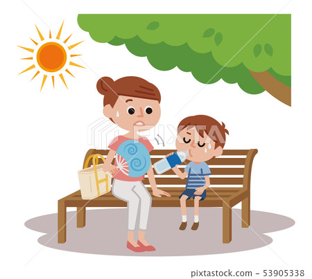 Parent and child resting in the shade 53905338