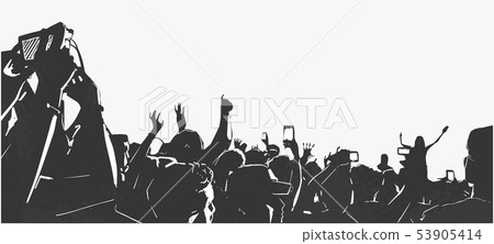 Large crowd of young people at live music festival Large crowd of young people at live music festival 53905414