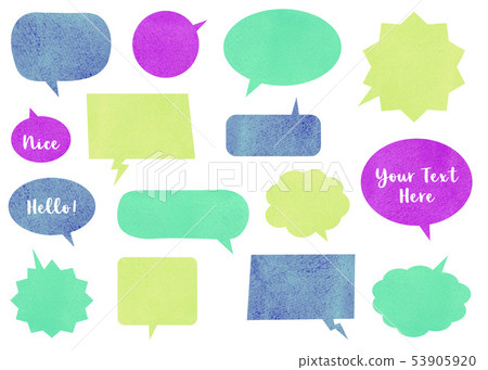 Set of Speech Bubbles Watercolor Paint Copy Space Set of Speech Bubbles Watercolor Paint Copy Space 53905920