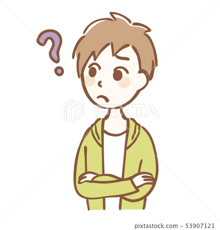 Illustration of a boy who has doubts 53907121