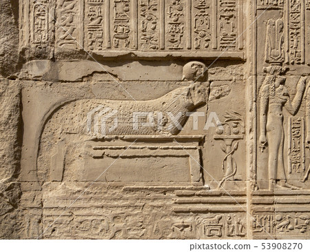 Stone Hieroglyphic Carvings at Kom Ombo Temple 53908270