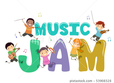 Stickman Kids Music Jam Illustration 53908328