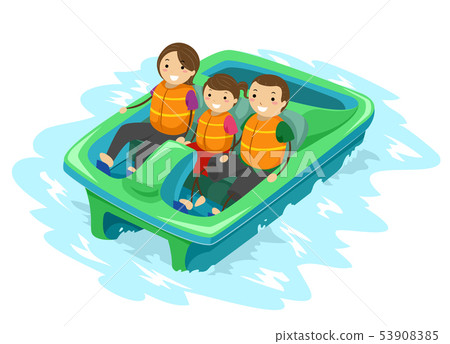 Stickman Family Kid Paddle Boat Illustration 53908385