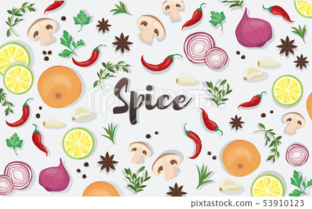 spice and vegetable foods background  53910123