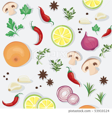 spice and vegetable foods background  53910124