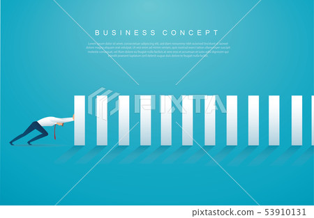 businessman stopping the domino effect businessman stopping the domino effect 53910131