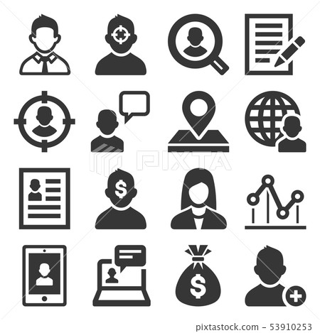 Headhunting Related Icons Set on White Background. Vector 53910253