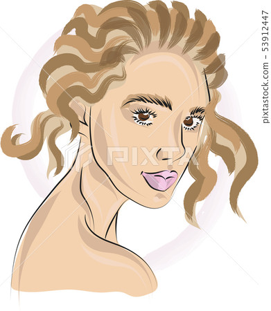 Fast portrait of woman in nude colore - Stock Illustration [53912447
