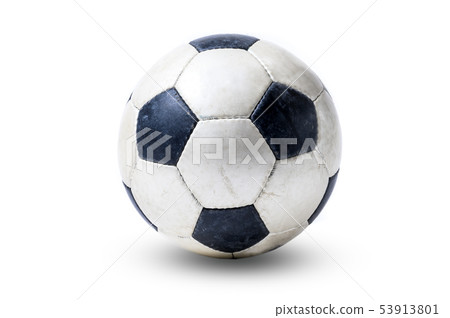 Scratched soccer ball on white background Scratched soccer ball on white background 53913801
