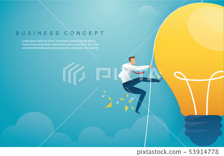 man climbing on light bulb. creative thinking man climbing on light bulb. creative thinking 53914778