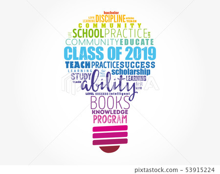 CLASS OF 2019 bulb word cloud CLASS OF 2019 bulb word cloud 53915224