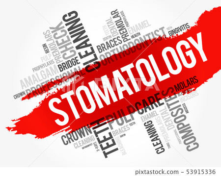 Stomatology word cloud collage 53915336