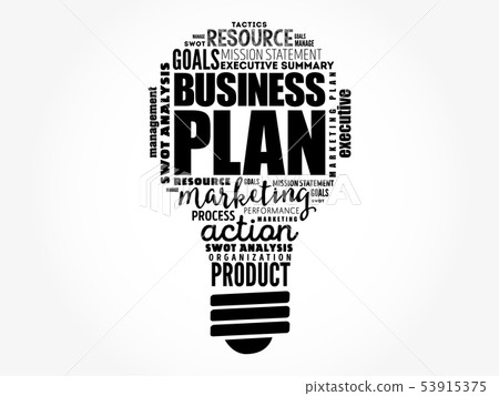 Business plan light bulb word cloud 53915375