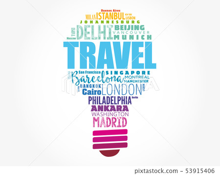 TRAVEL light bulb word cloud TRAVEL light bulb word cloud 53915406