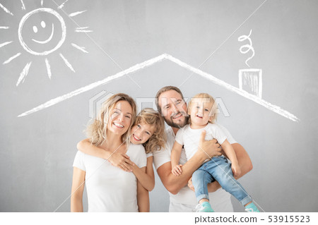 Parents with children having fun at home 53915523