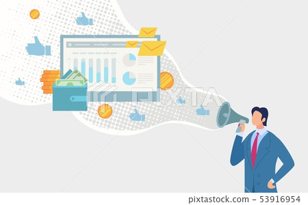 Marketing in Social Network Fla Vector Concept 53916954