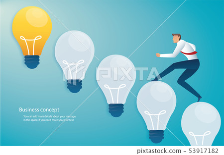 running businessman on light bulb idea concept running businessman on light bulb idea concept 53917182