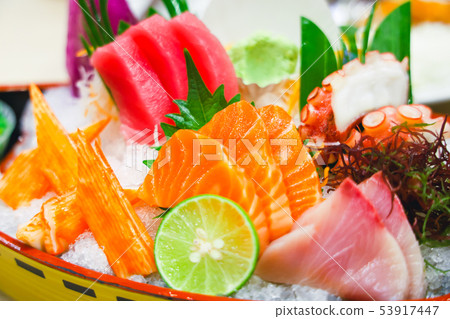 Sashimi, Japanese fresh seafood bento set 53917447