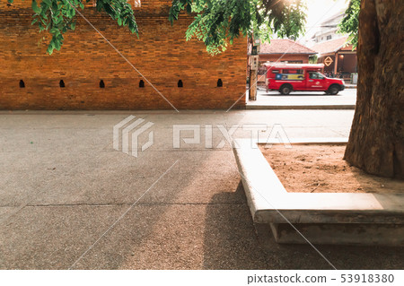 Plaza and ancient Chiangmai city wall at Thapae 53918380