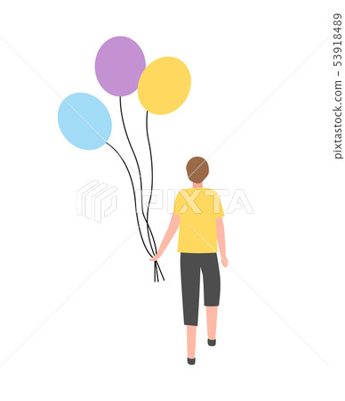 Guy with Bunch of Air Balloons Isolated Character Guy with Bunch of Air Balloons Isolated Character 53918489