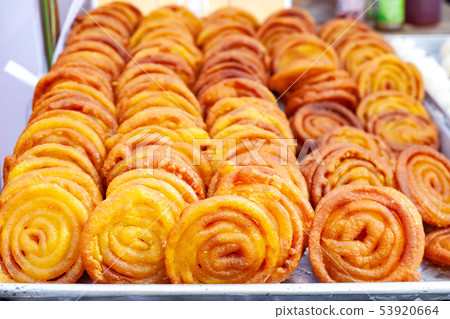 Indian sweet dish Jalebi. Delicious indian sweet. 53920664