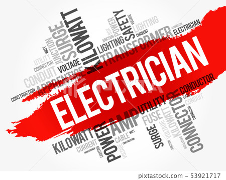 Electrician word cloud collage 53921717