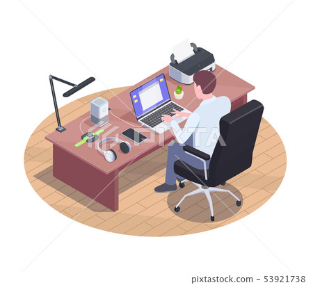 Modern Workspace Isometric Composition - Stock Illustration [53921738 ...