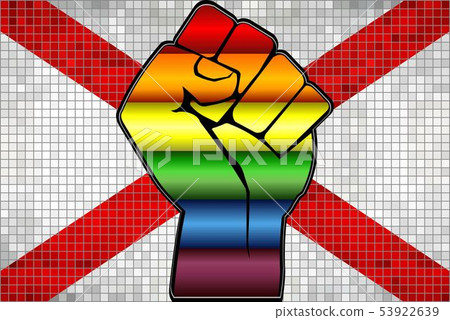 Shiny LGBT Protest Fist on a Alabama Flag 53922639
