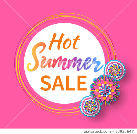 Hot Summer Sale Banner with Flourishing Flowers Hot Summer Sale Banner with Flourishing Flowers 53923647