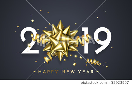 2019 Happy New Year glitter gold vector card 53923907