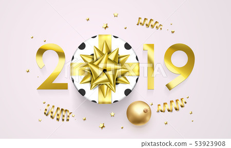 2019 Happy New Year glitter gold vector card 2019 Happy New Year glitter gold vector card 53923908