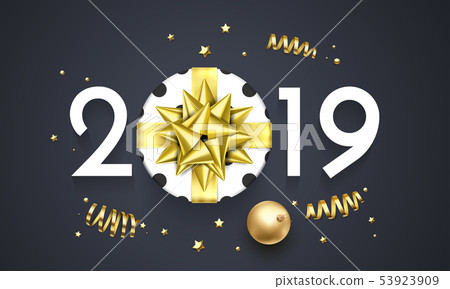 2019 Happy New Year glitter gold vector card 53923909