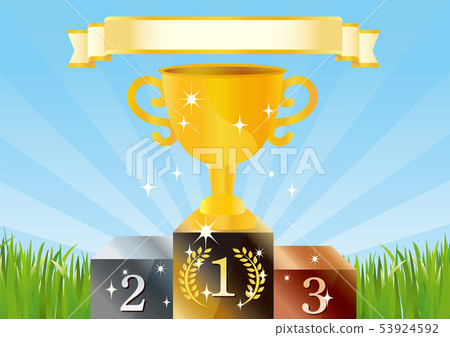 Podium and Trophy 53924592