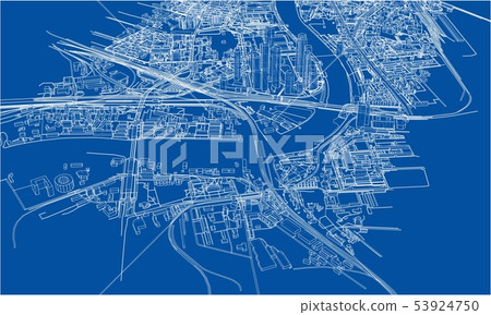 Outline city concept. Wire-frame style 53924750