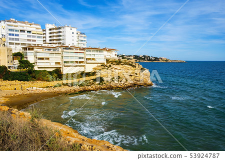 Platja dels Llenguadets cove in Salou, Spain Platja dels Llenguadets cove in Salou, Spain 53924787
